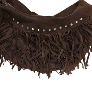 Suede Fringe bag shoulder strap brown